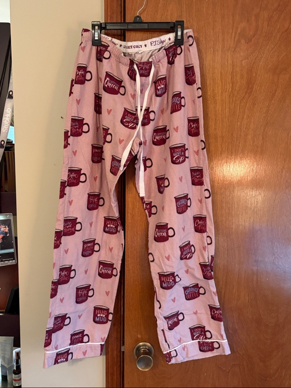 Women’s Pink Mug-Print Pajama Pants - Unbranded